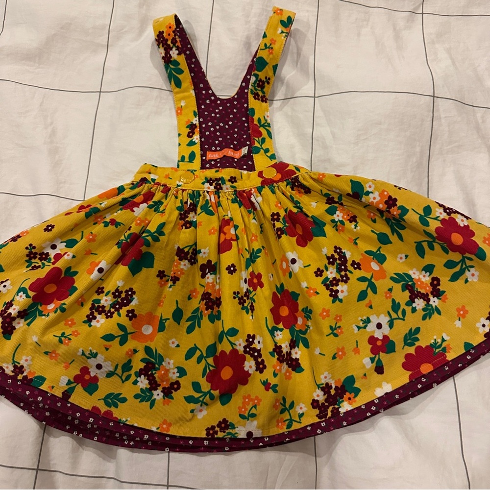 Little bird floral suspender skirt vguc 3/4